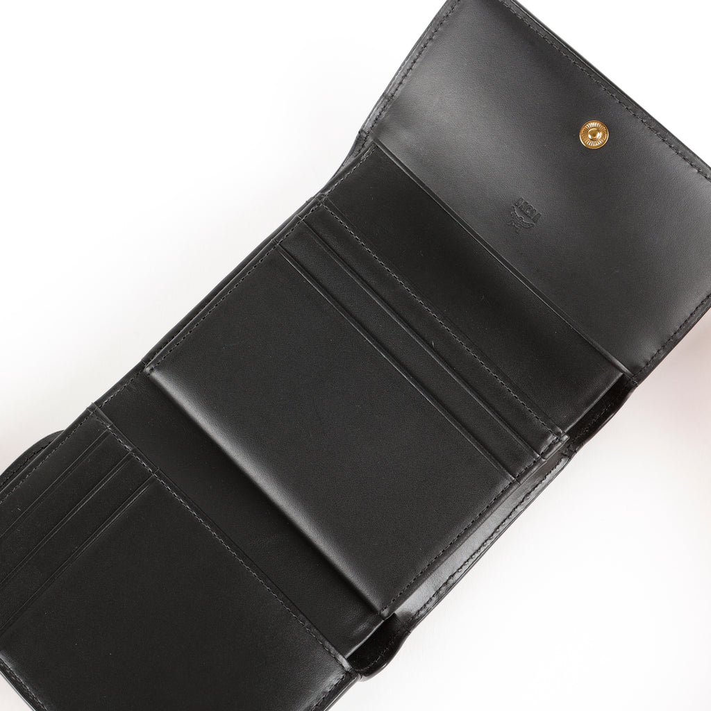 Trifold Wallet, Black Calfskin