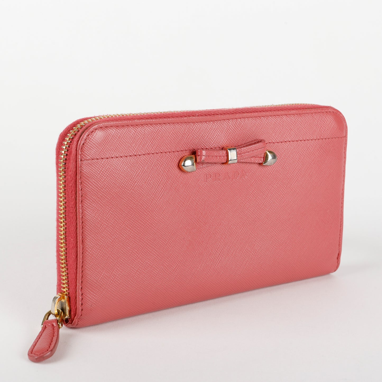 Fiocco Bow Continental Zip Wallet, Peonia Pink