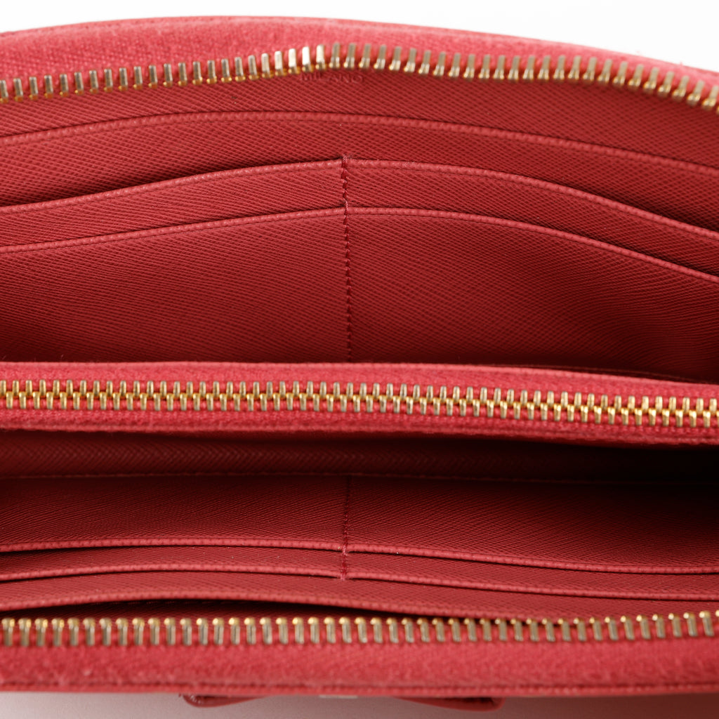Fiocco Bow Continental Zip Wallet, Peonia Pink