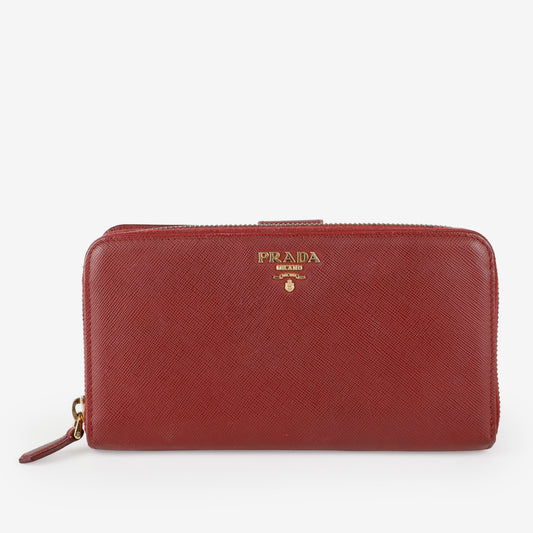 Large Bifold Zip Wallet, Burgundy