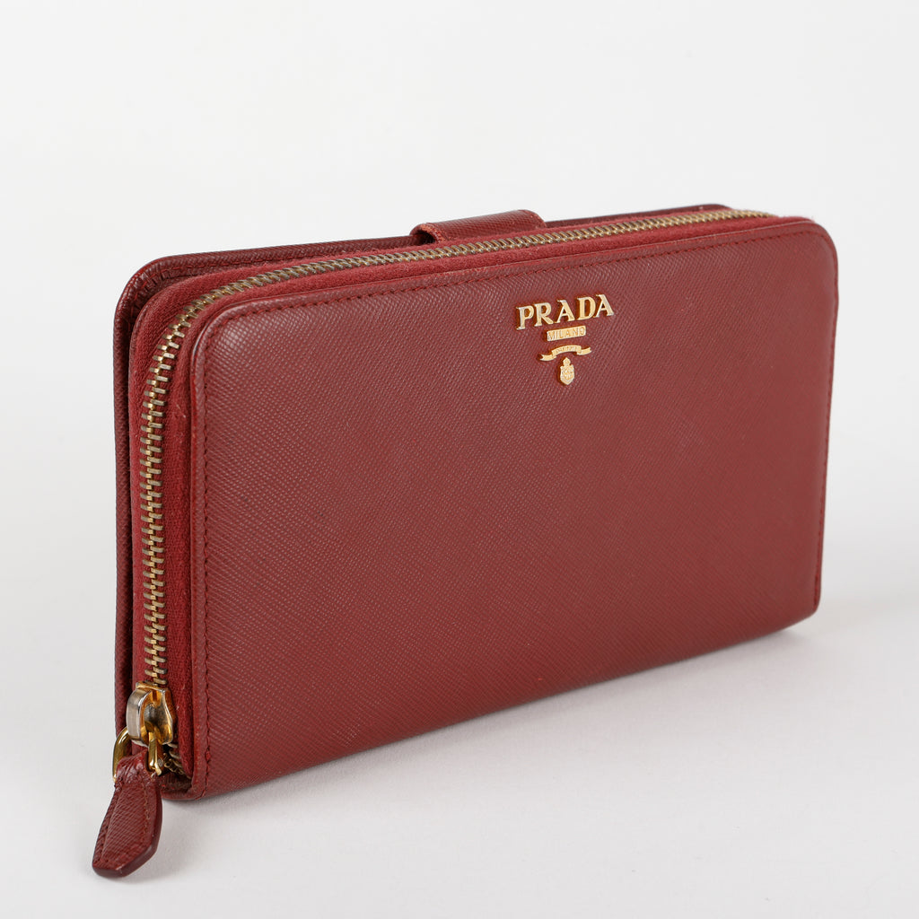 Large Bifold Zip Wallet, Burgundy