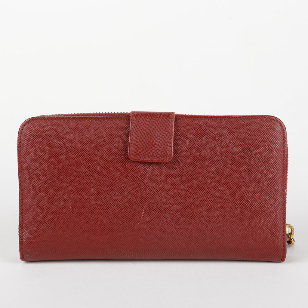 Large Bifold Zip Wallet, Burgundy