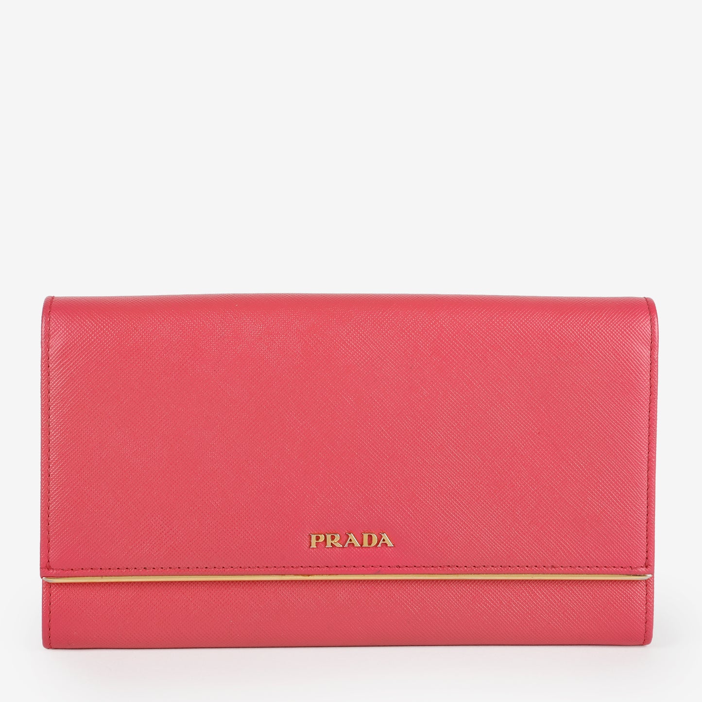 Metal Continental Wallet, Fuchsia Saffiano GHW
