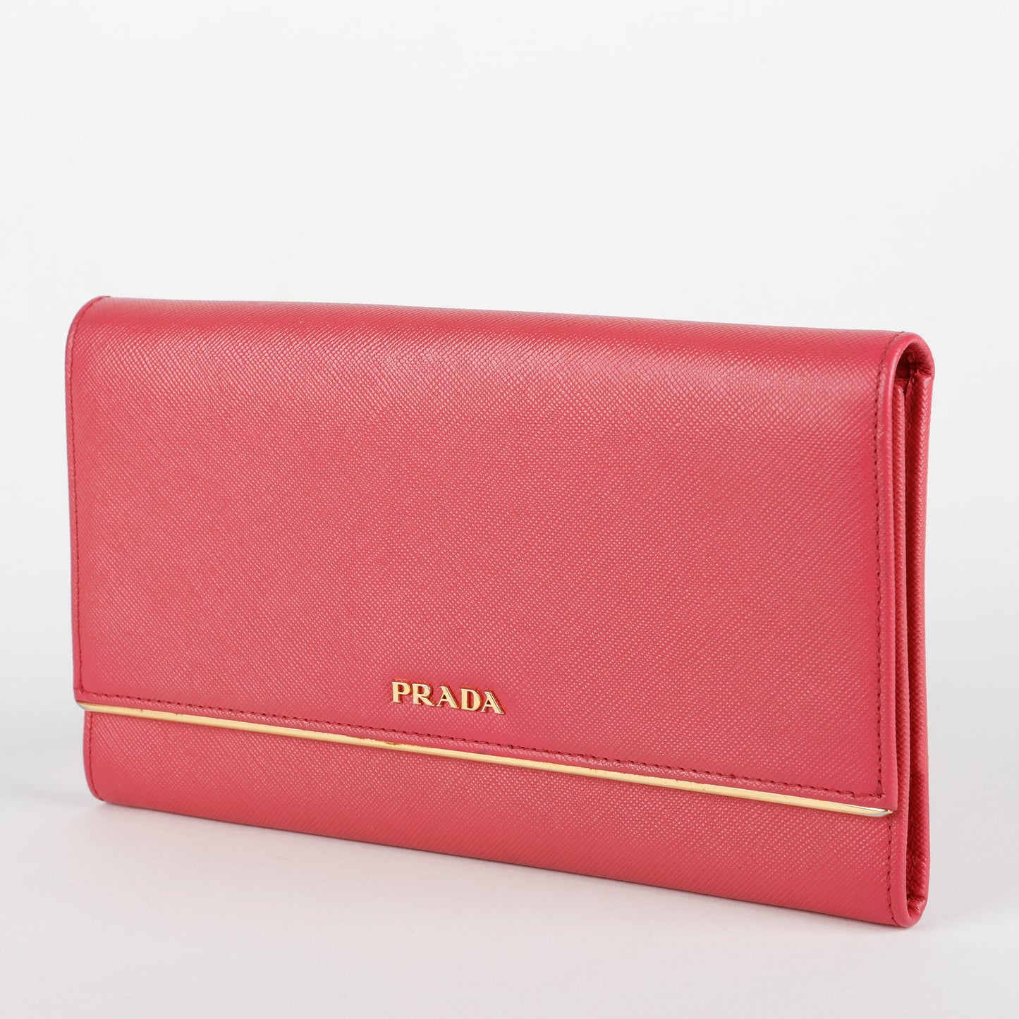 Metal Continental Wallet, Fuchsia Saffiano GHW
