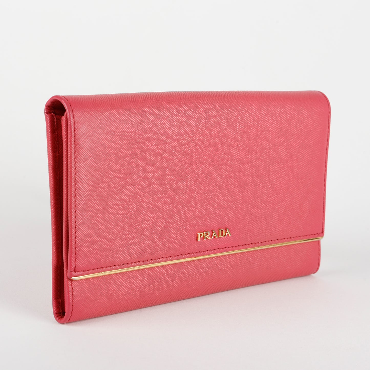 Metal Continental Wallet, Fuchsia Saffiano GHW