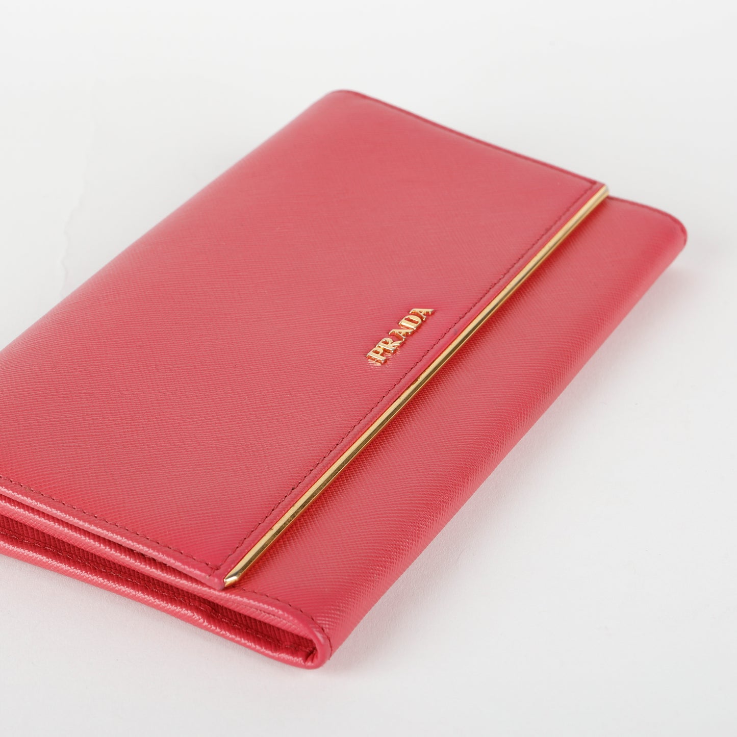Metal Continental Wallet, Fuchsia Saffiano GHW