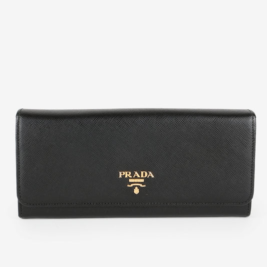 Continental Long Wallet, Black Saffiano