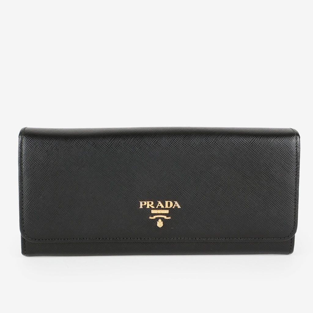 Continental Long Wallet, Black Saffiano
