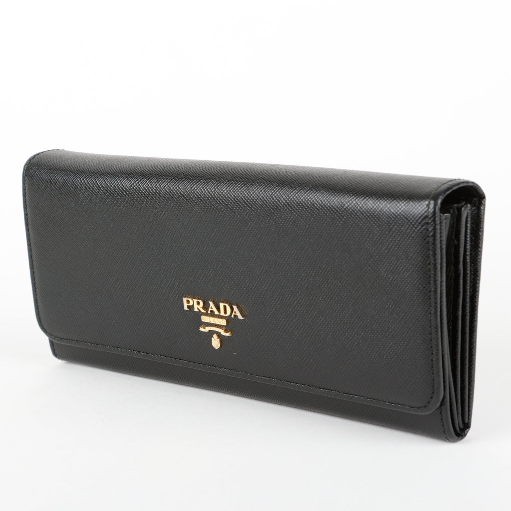 Continental Long Wallet, Black Saffiano