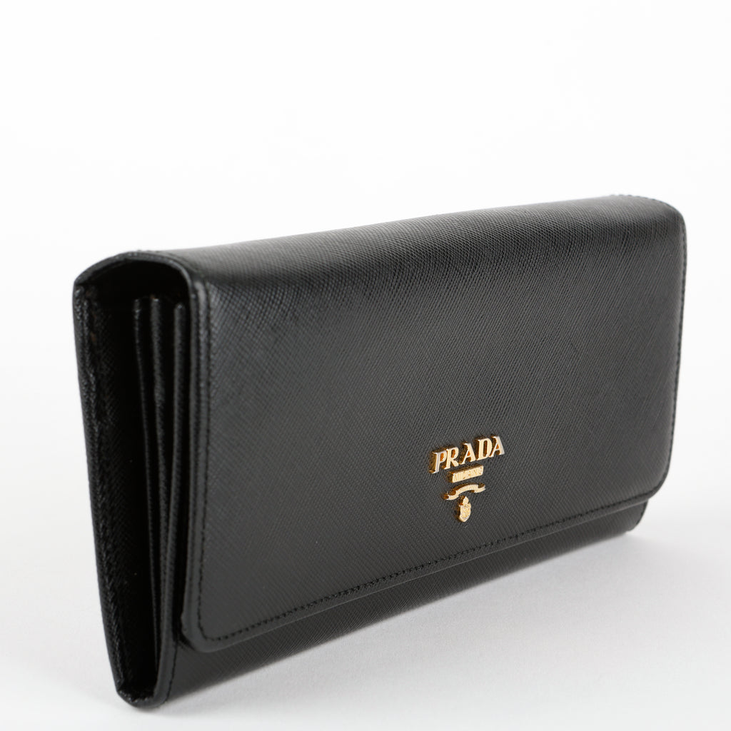 Continental Long Wallet, Black Saffiano
