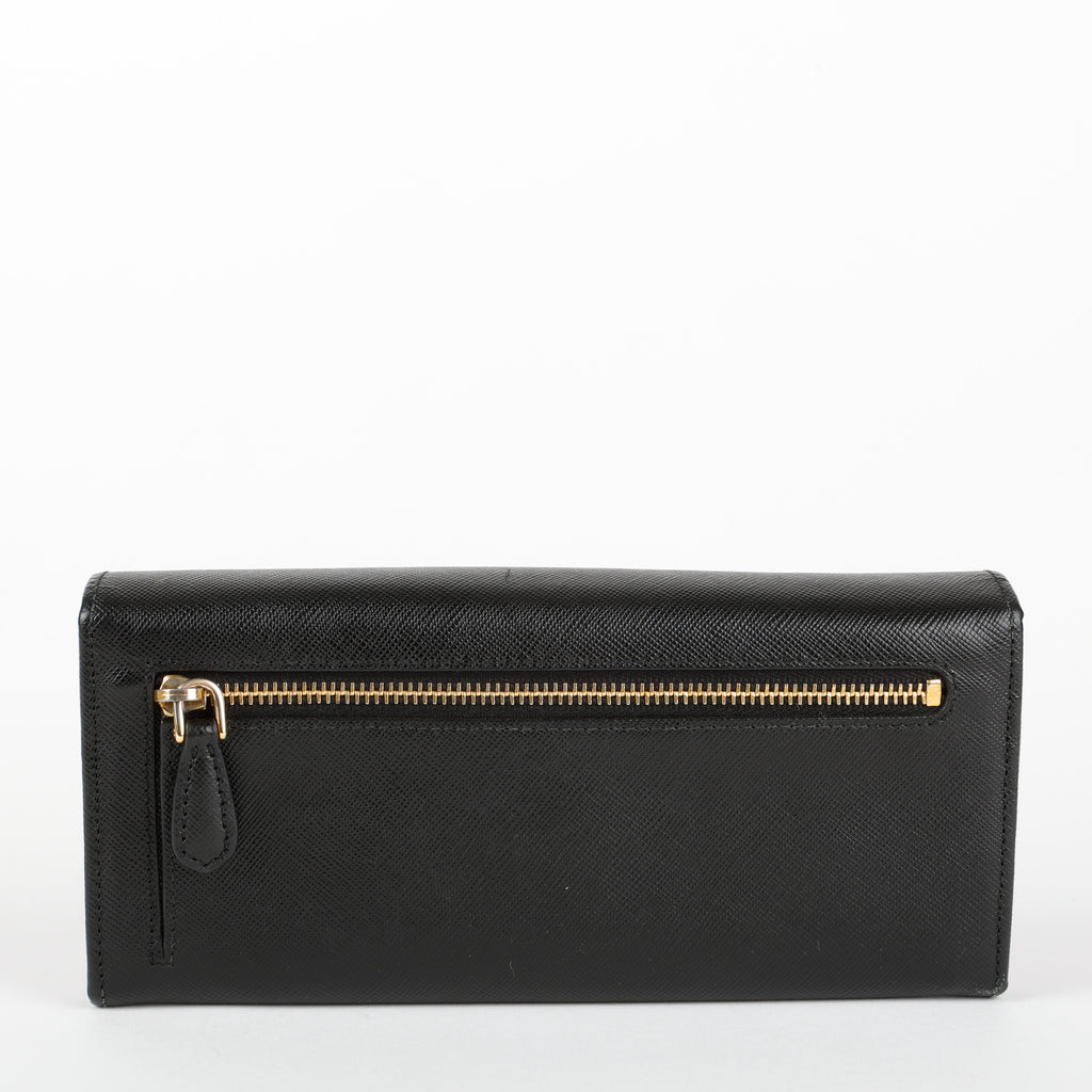 Continental Long Wallet, Black Saffiano