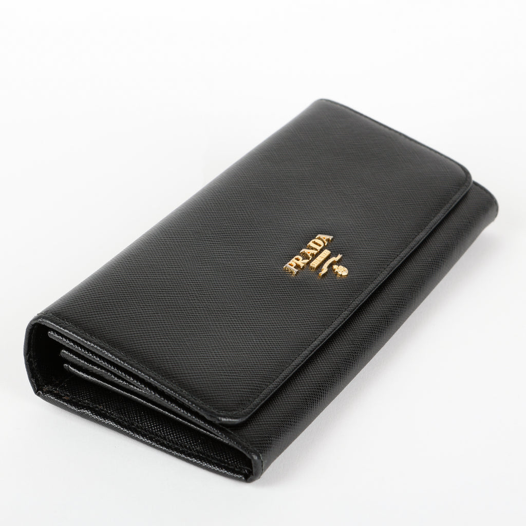 Continental Long Wallet, Black Saffiano