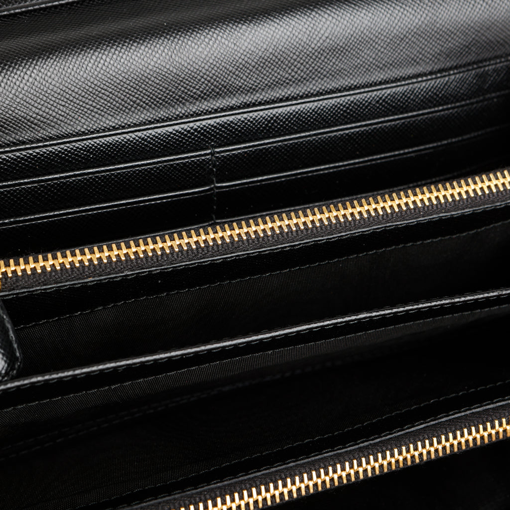 Continental Long Wallet, Black Saffiano