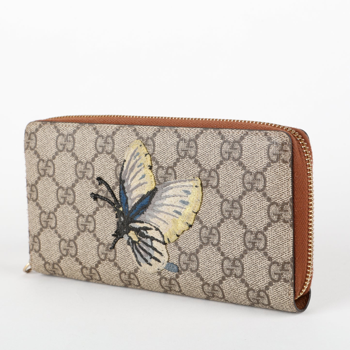 Embroidered Butterfly Supreme Zip Around Long Wallet, Canvas
