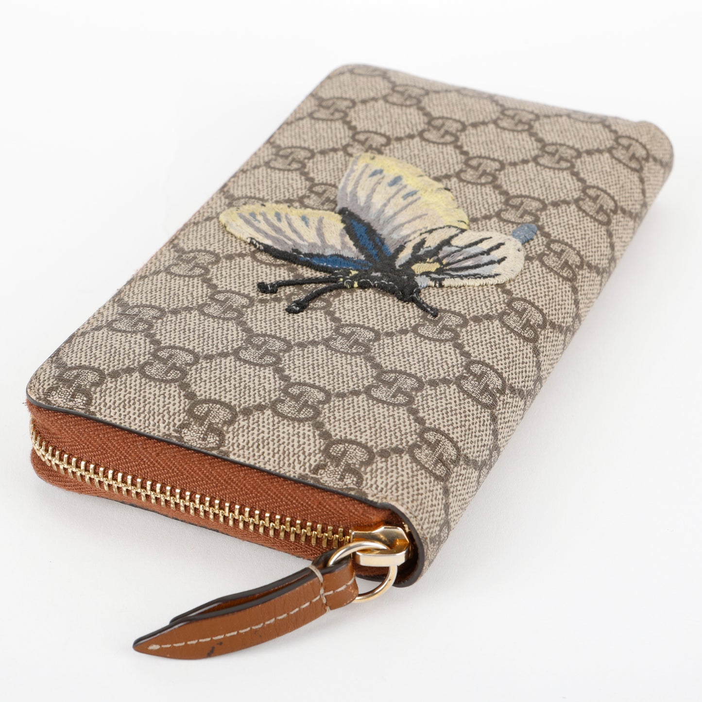Embroidered Butterfly Supreme Zip Around Long Wallet, Canvas