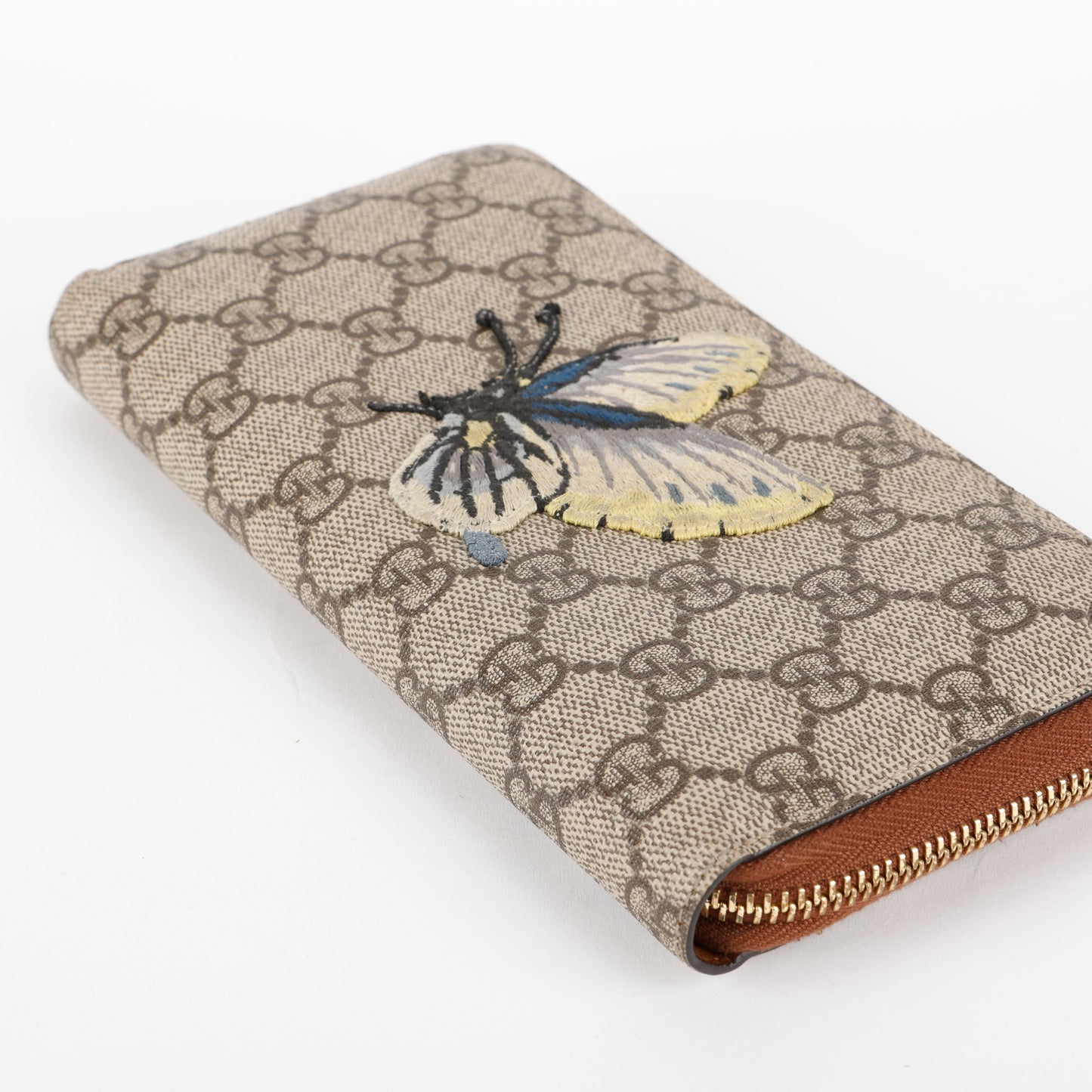 Embroidered Butterfly Supreme Zip Around Long Wallet, Canvas