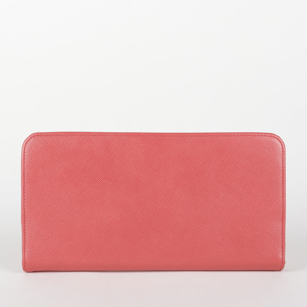 Large Zip Around Wallet, Fuchsia Saffiano
