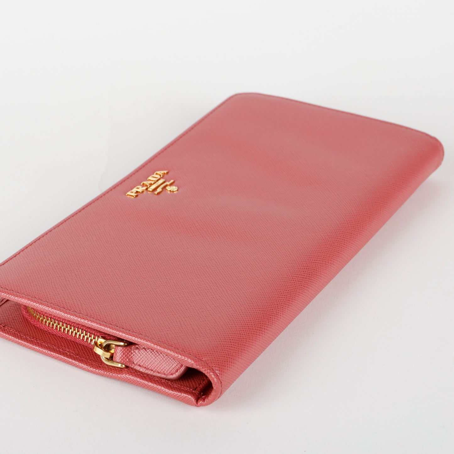 Large Zip Around Wallet, Fuchsia Saffiano