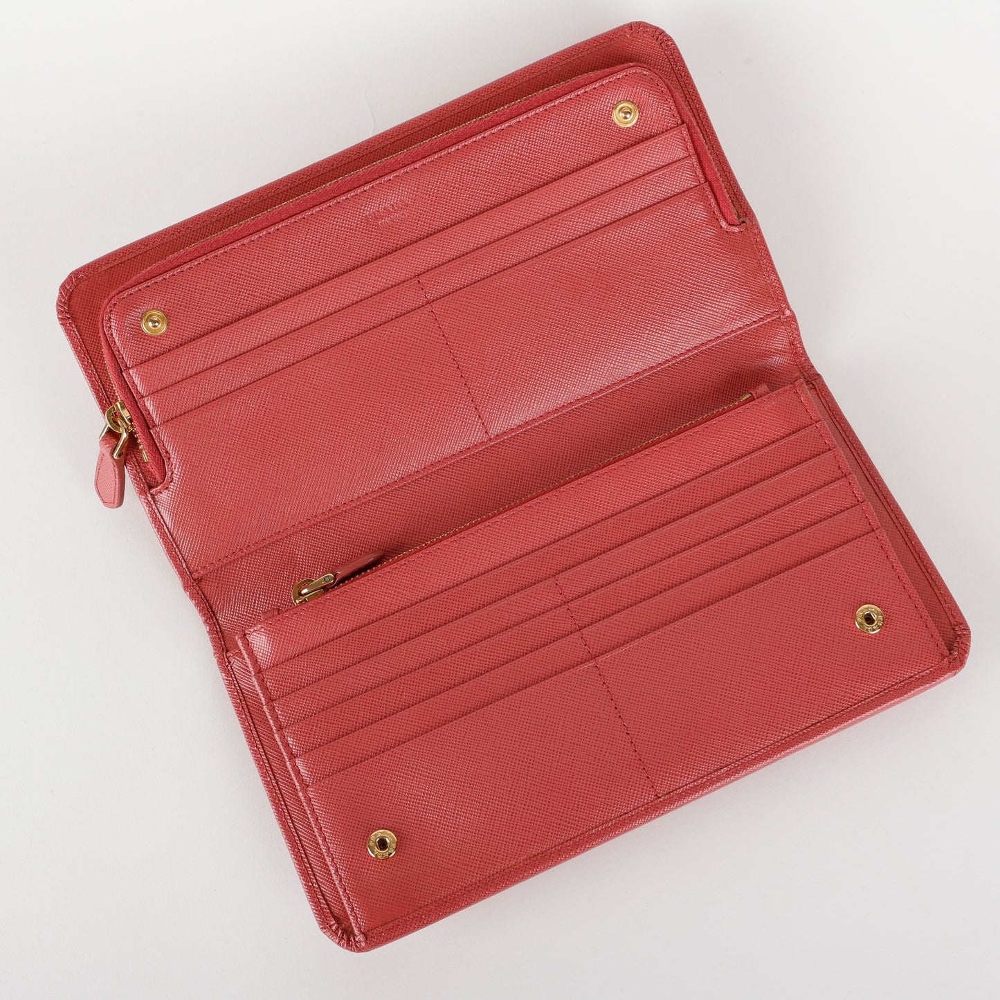 Large Zip Around Wallet, Fuchsia Saffiano