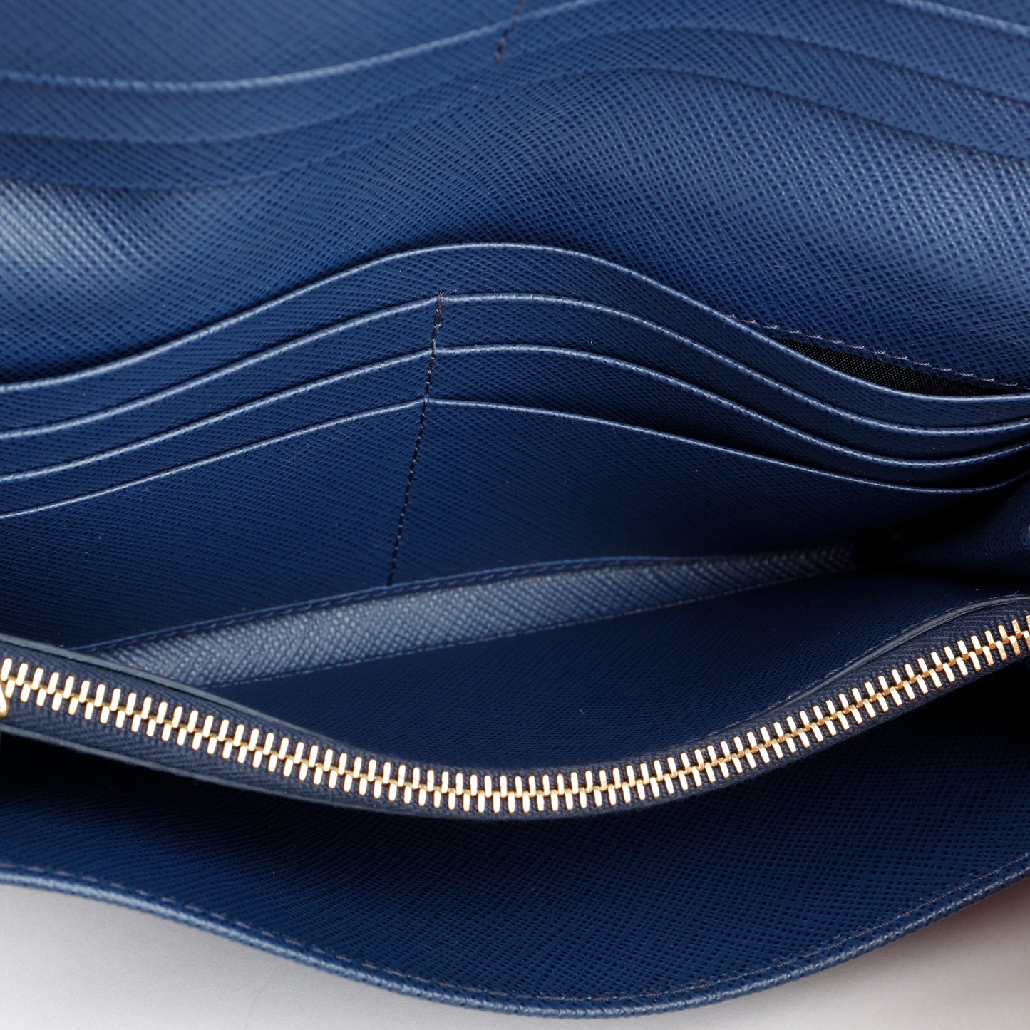 Large Metal Continental Wallet, Blue Saffiano
