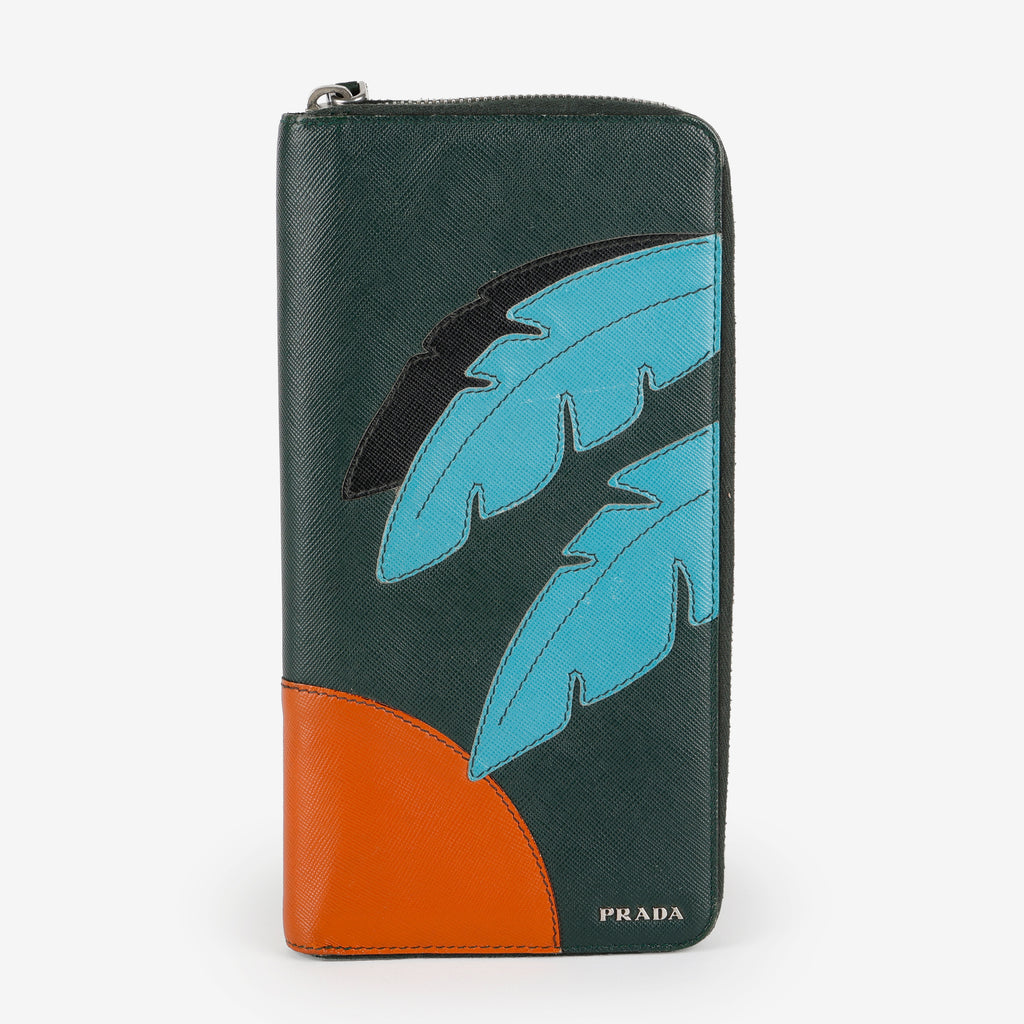 Large Tropical Travel Zipped Wallet, Forest Green