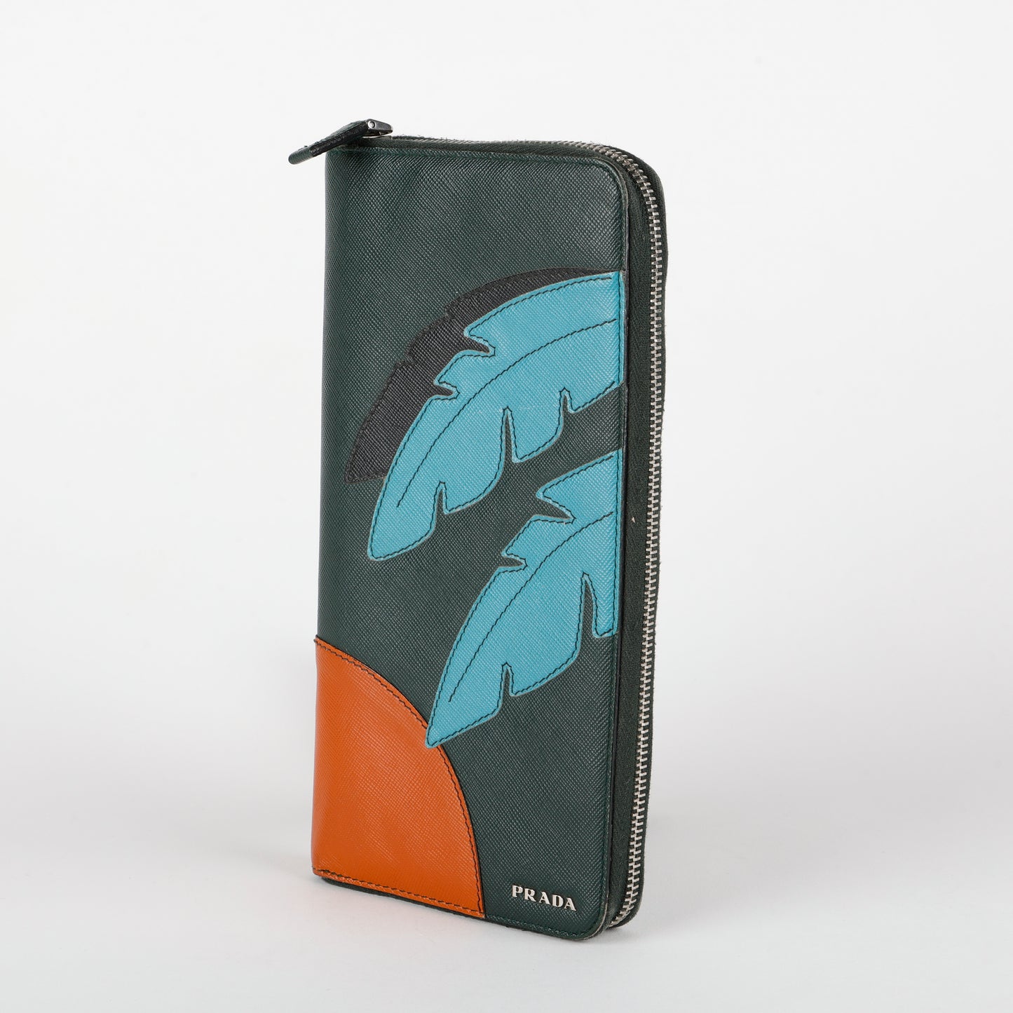 Large Tropical Travel Zipped Wallet, Forest Green