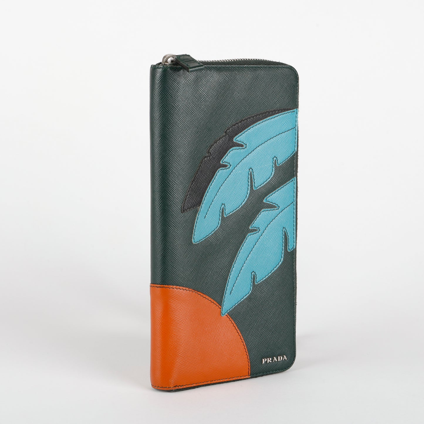 Large Tropical Travel Zipped Wallet, Forest Green