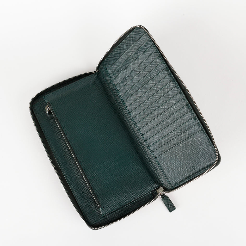 Large Tropical Travel Zipped Wallet, Forest Green