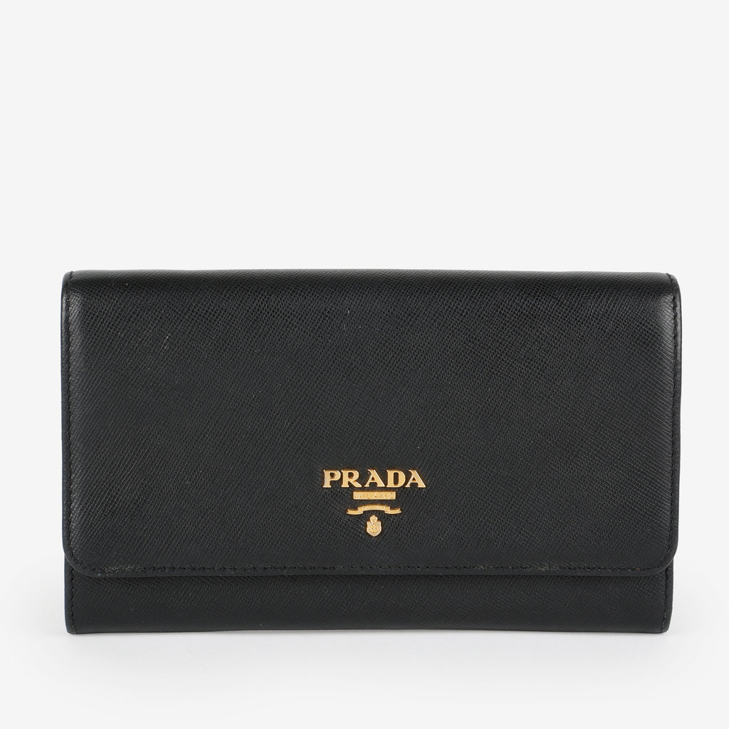 Continental Wallet, Black Saffiano