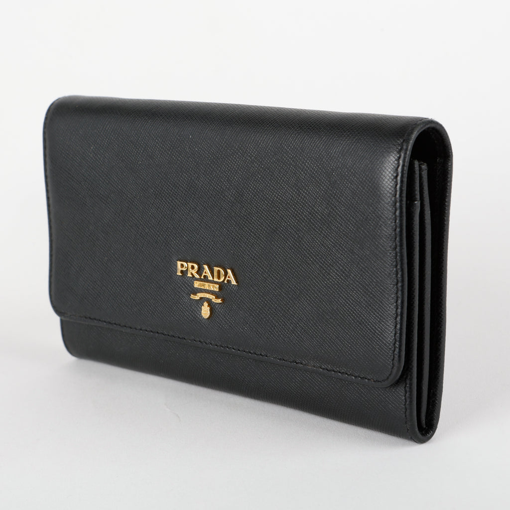 Continental Wallet, Black Saffiano