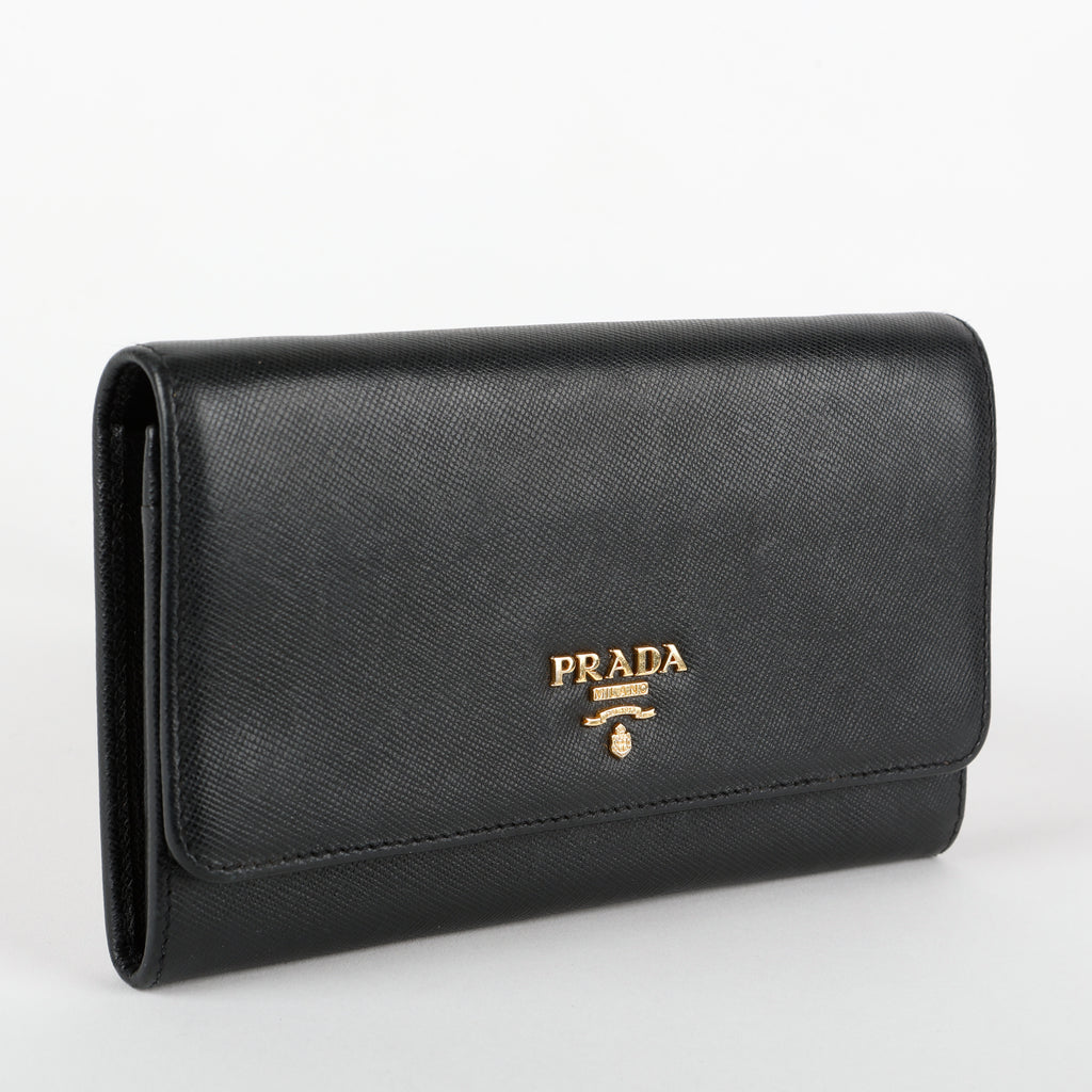 Continental Wallet, Black Saffiano