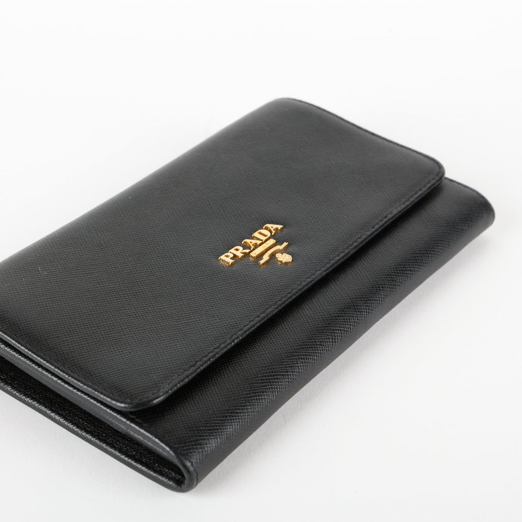 Continental Wallet, Black Saffiano
