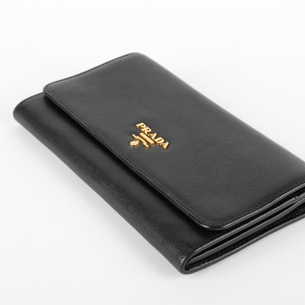 Continental Wallet, Black Saffiano