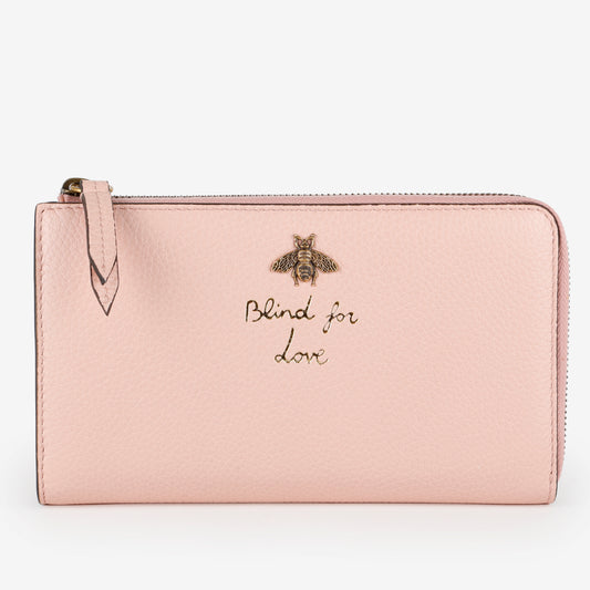 Blind For Love Zip Around Wallet on Wristlet, Light Pink