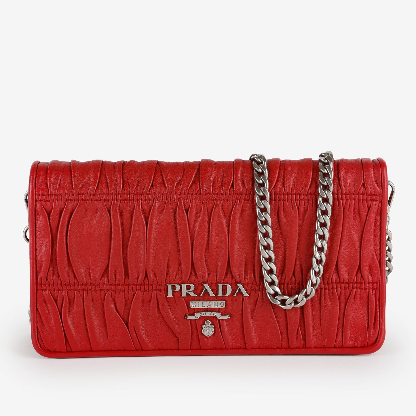 Nappa Gaufre Wallet on Chain, Fuoco Red