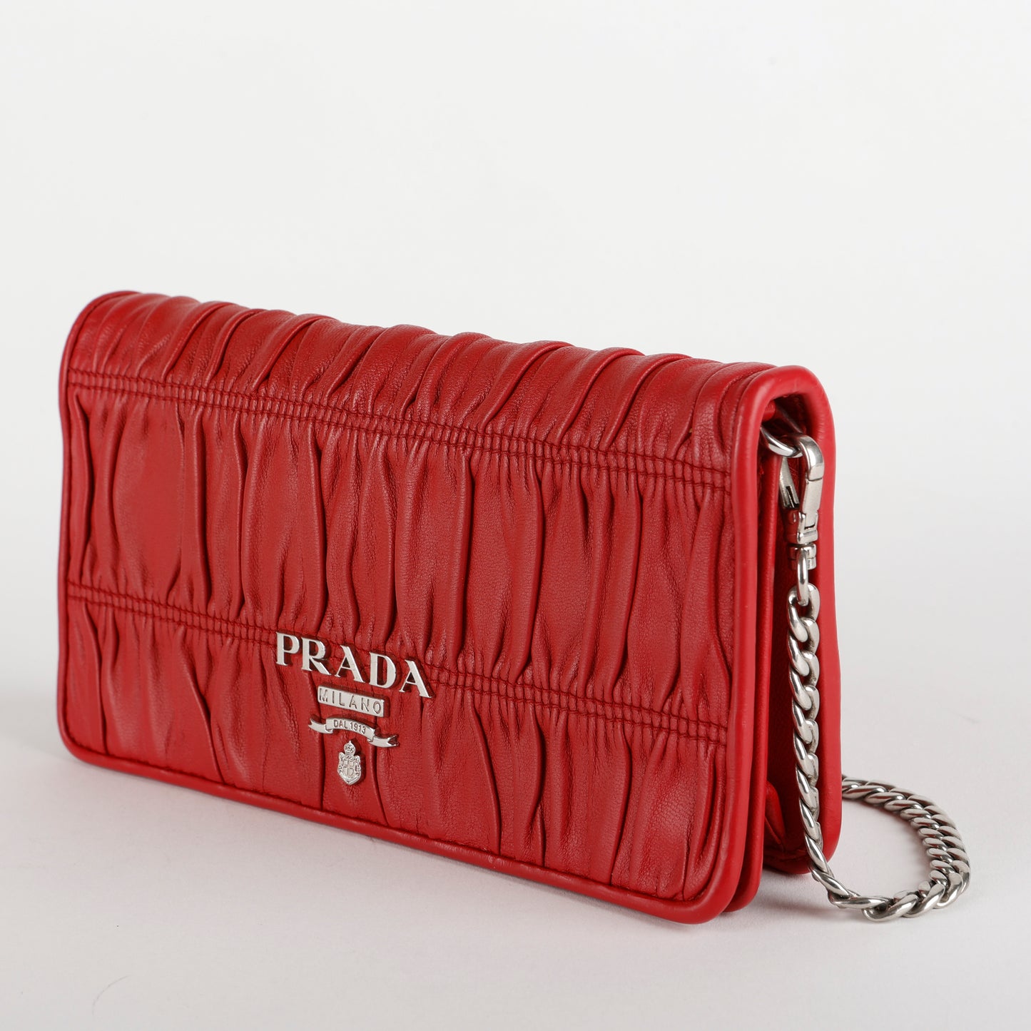 Nappa Gaufre Wallet on Chain, Fuoco Red