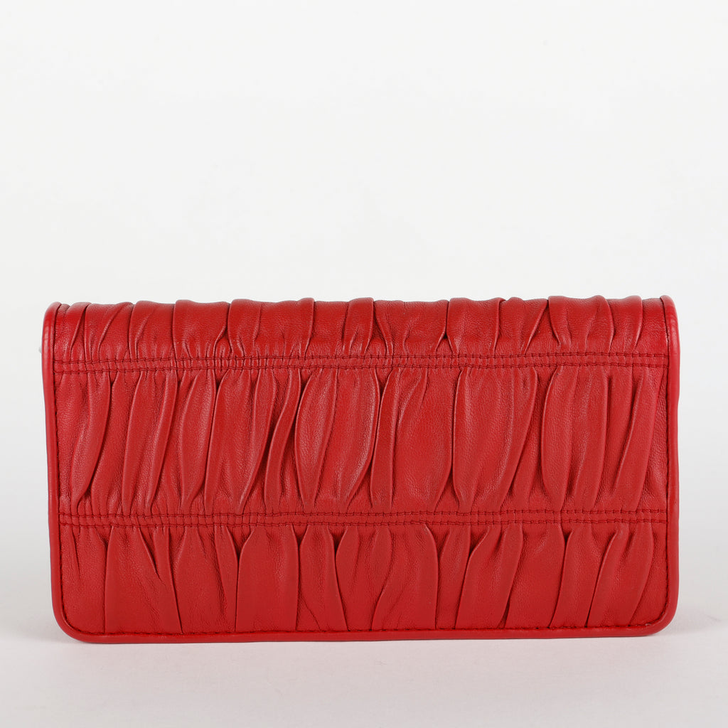 Nappa Gaufre Wallet on Chain, Fuoco Red