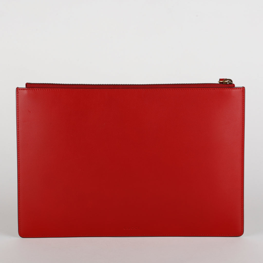 Ghost Diamond Zip Clutch, Red