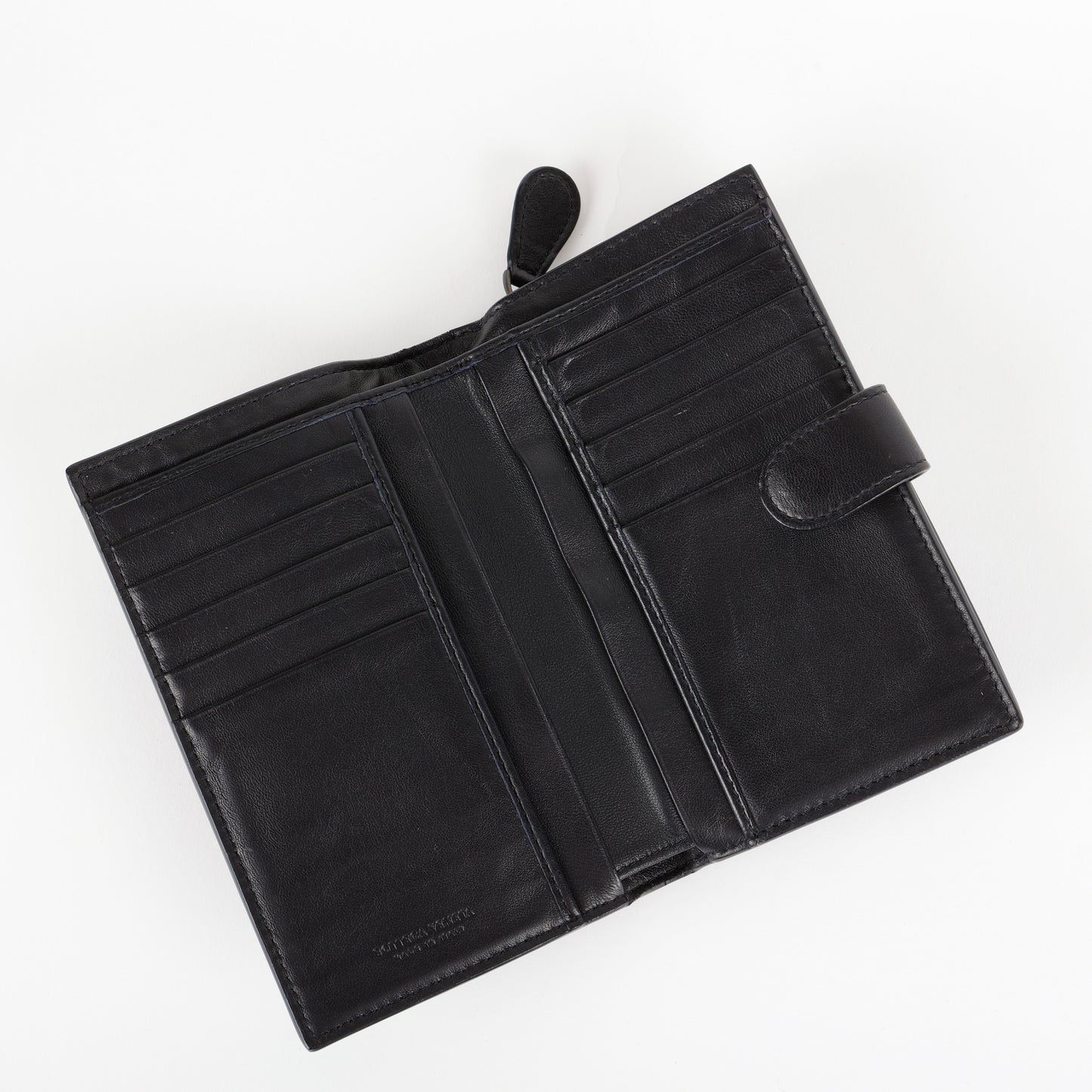 French Style Interciatto Wallet, Black Snakeskin