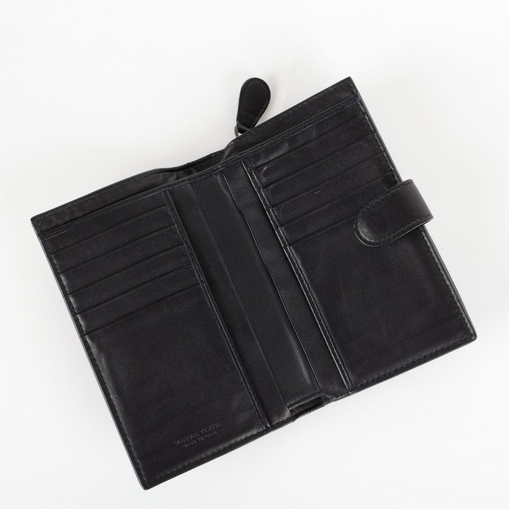 French Style Interciatto Wallet, Black Snakeskin