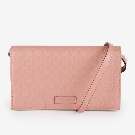 Microguccissima Wallet on Strap, Pink
