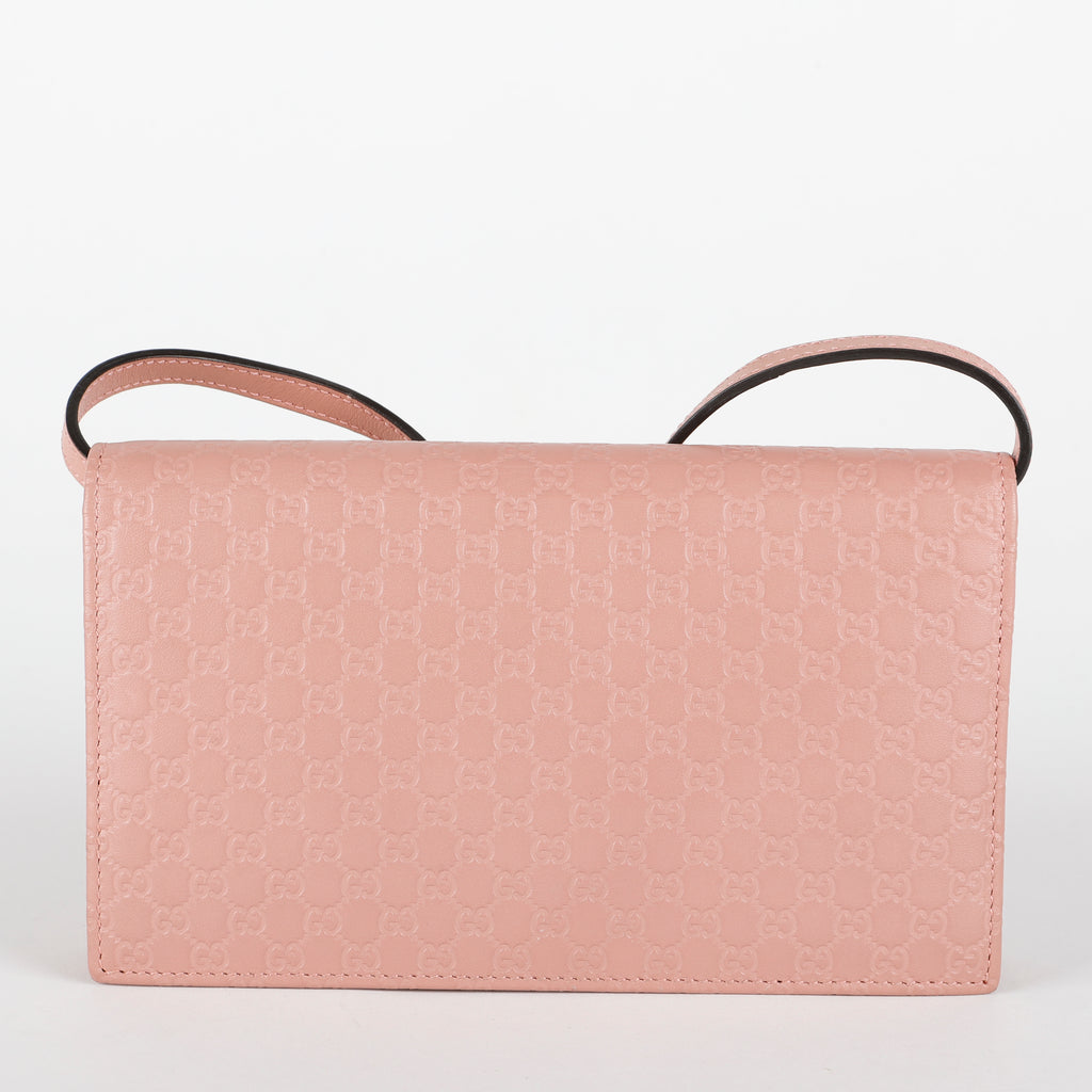 Microguccissima Wallet on Strap, Pink