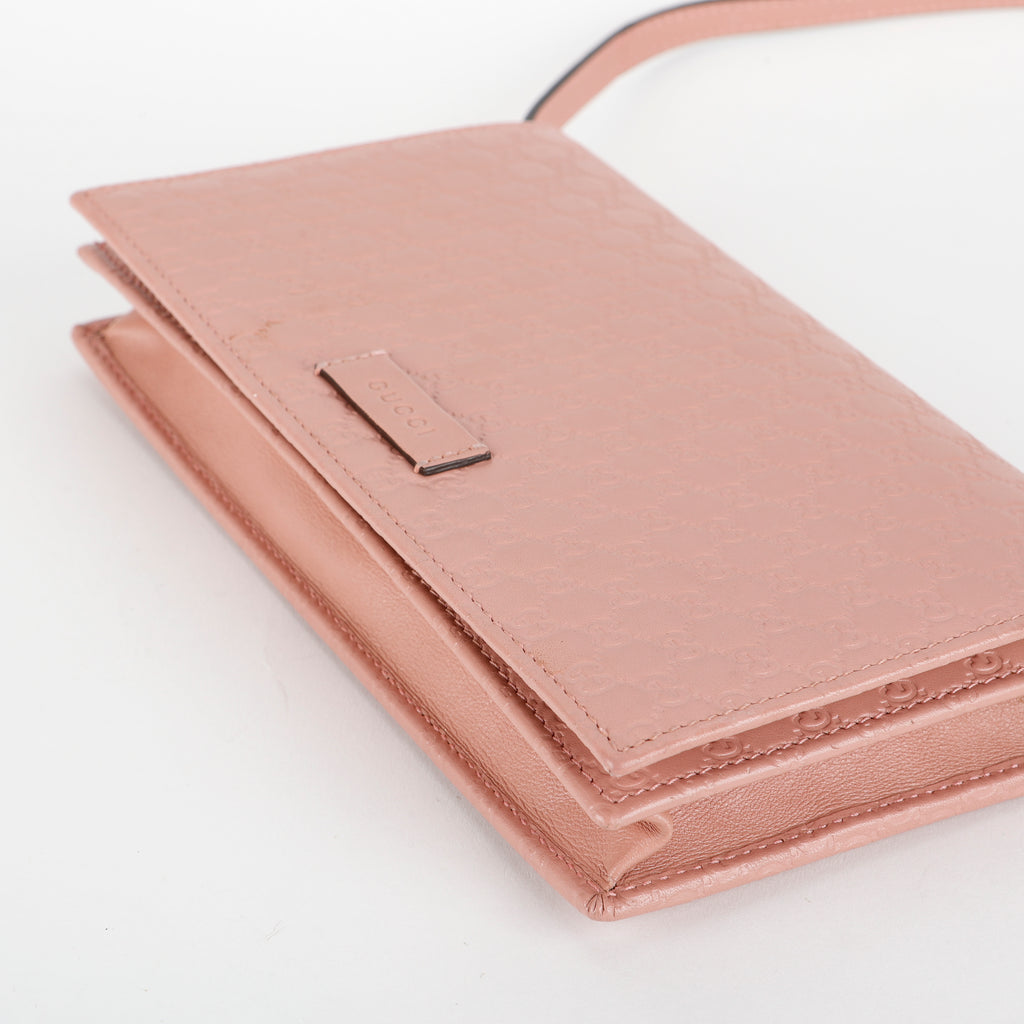 Microguccissima Wallet on Strap, Pink