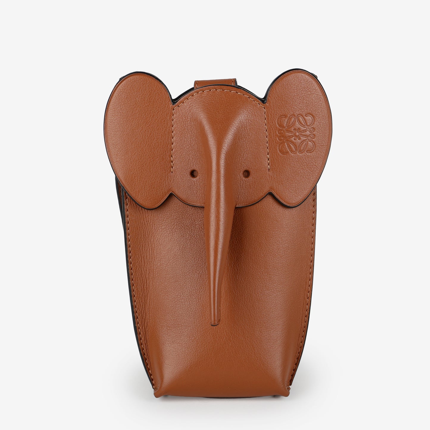 Elephant Pouch Crossbody, Brown Calfskin