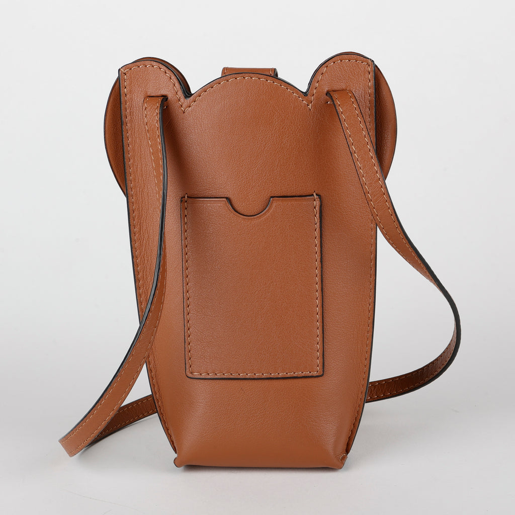Elephant Pouch Crossbody, Brown Calfskin