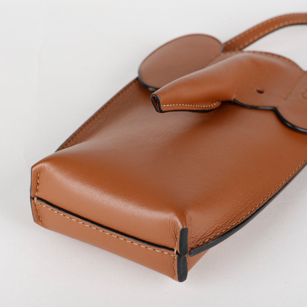 Elephant Pouch Crossbody, Brown Calfskin