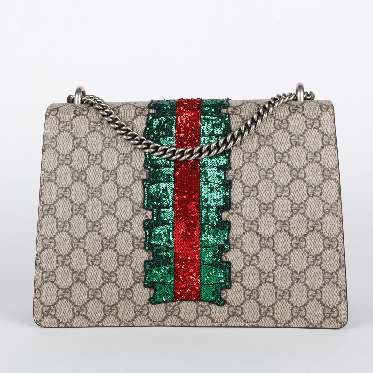Medium Dionysus Shoulder Bag, Lightning Embroidered Coated Canvas