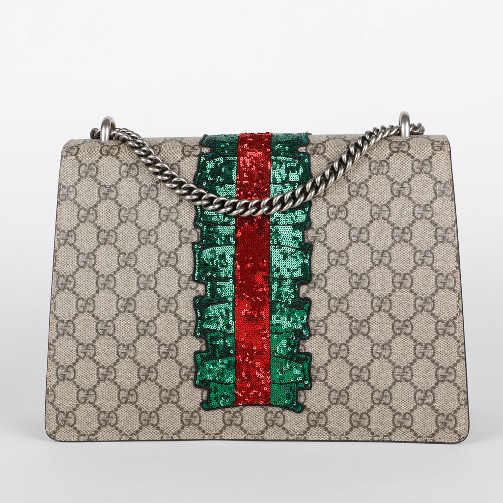 Medium Dionysus Shoulder Bag, Lightning Embroidered Coated Canvas