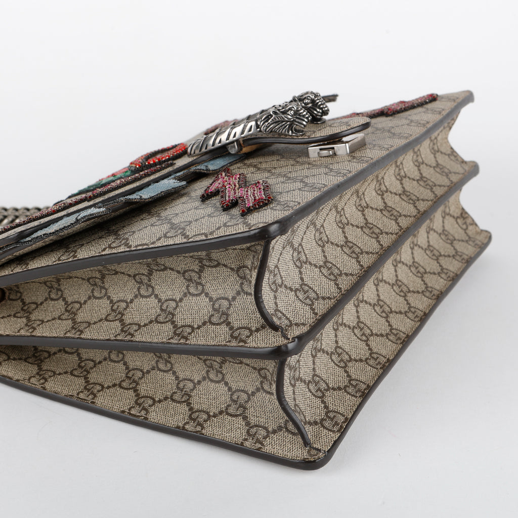 Medium Dionysus Shoulder Bag, Lightning Embroidered Coated Canvas