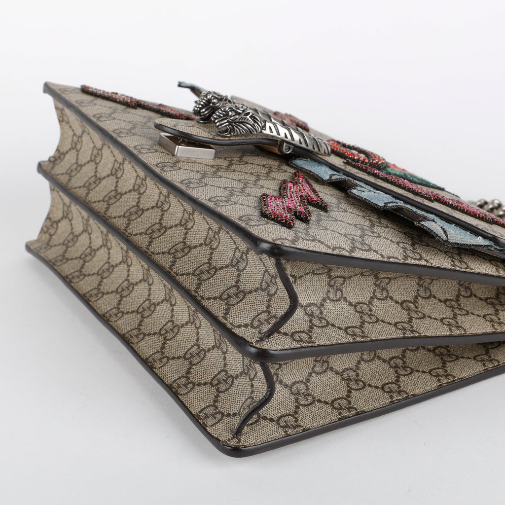 Medium Dionysus Shoulder Bag, Lightning Embroidered Coated Canvas